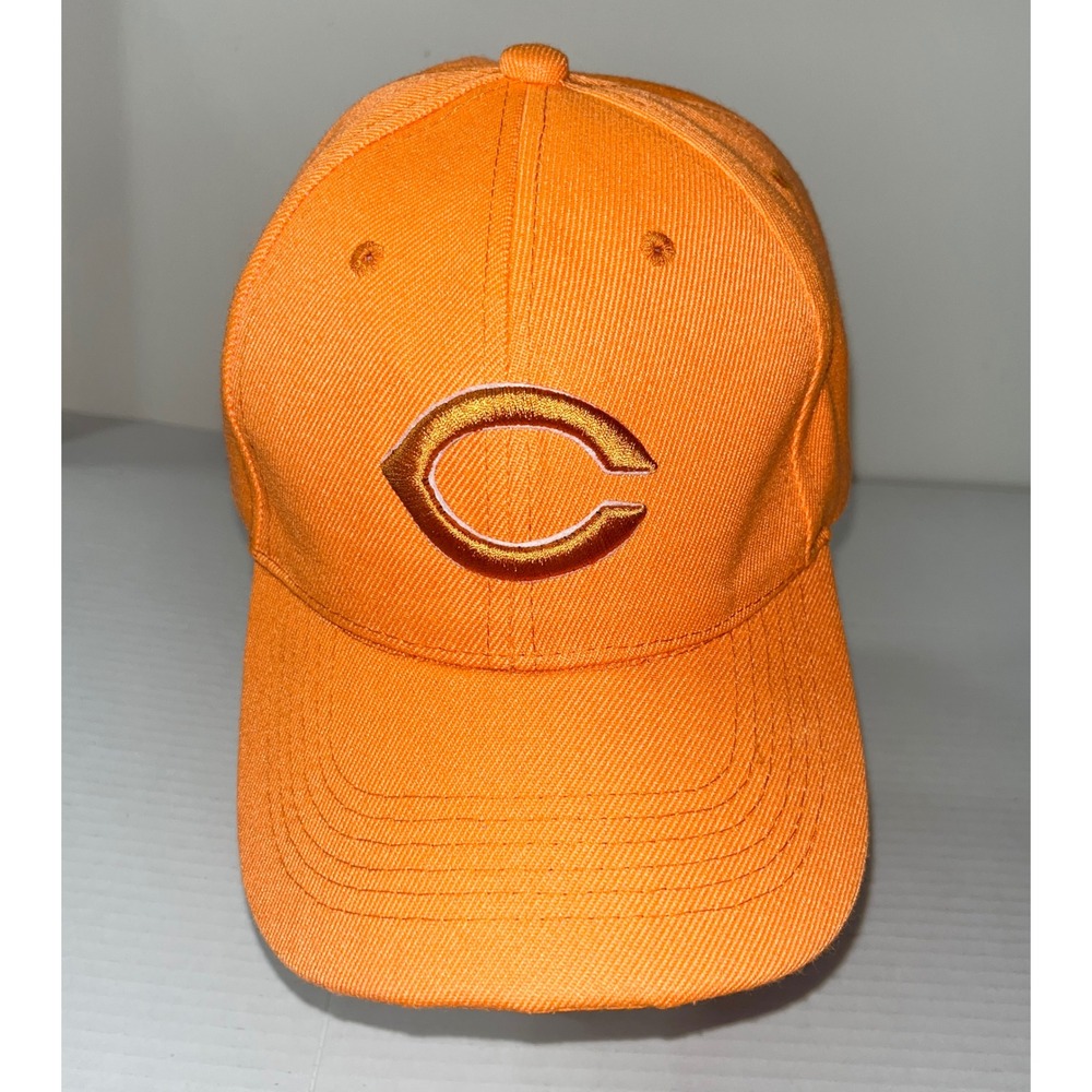 Chicago Bears Hat Mens OS Orange Adjustable Baseball Cap Embroidered C Logo NFL